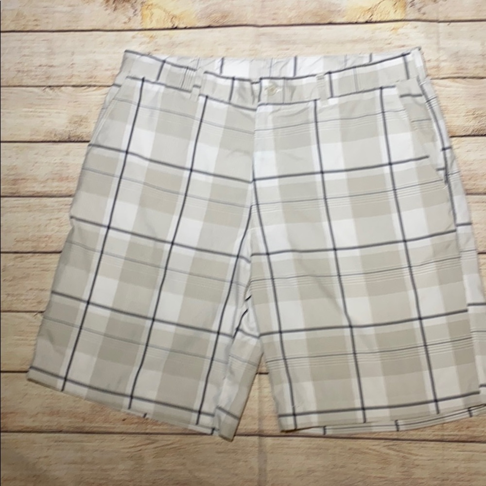 Men's Athletic Plaid Performance Shorts - Beige